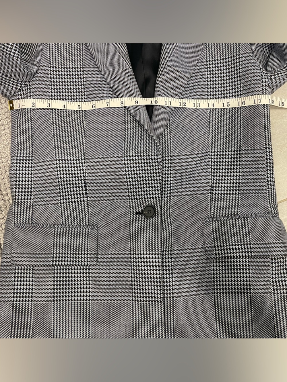 Maje Black White Plaid Blazer Tailored Single Button Structured Jacket 36 - Picture 6 of 9